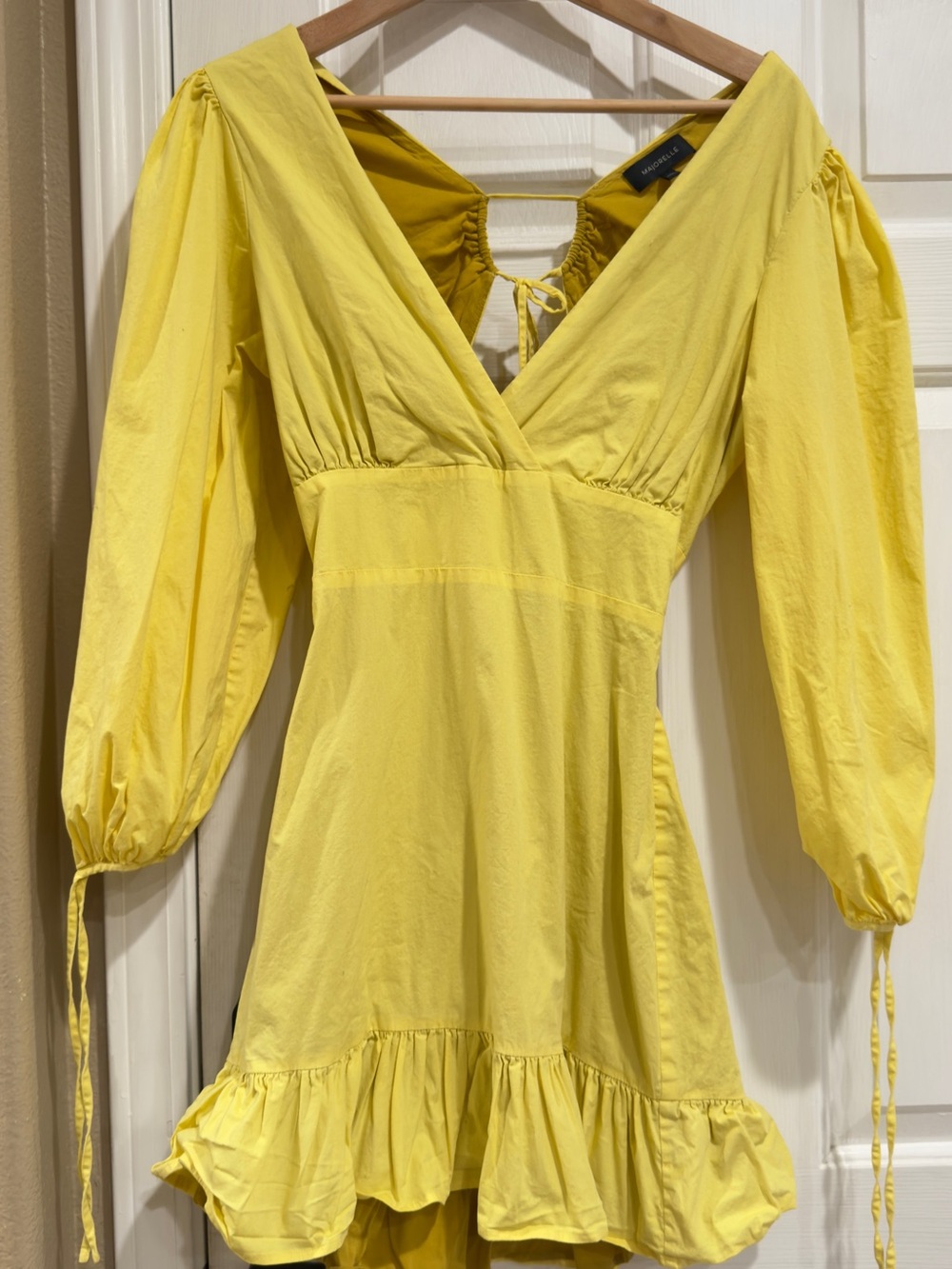MAJORELLE Sunny Yellow Ruffle-Hem Mini Dress